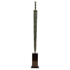 Ancient Antique Chinese Eastern Zhou Bronze Sword / Knife / Dagger with Stand