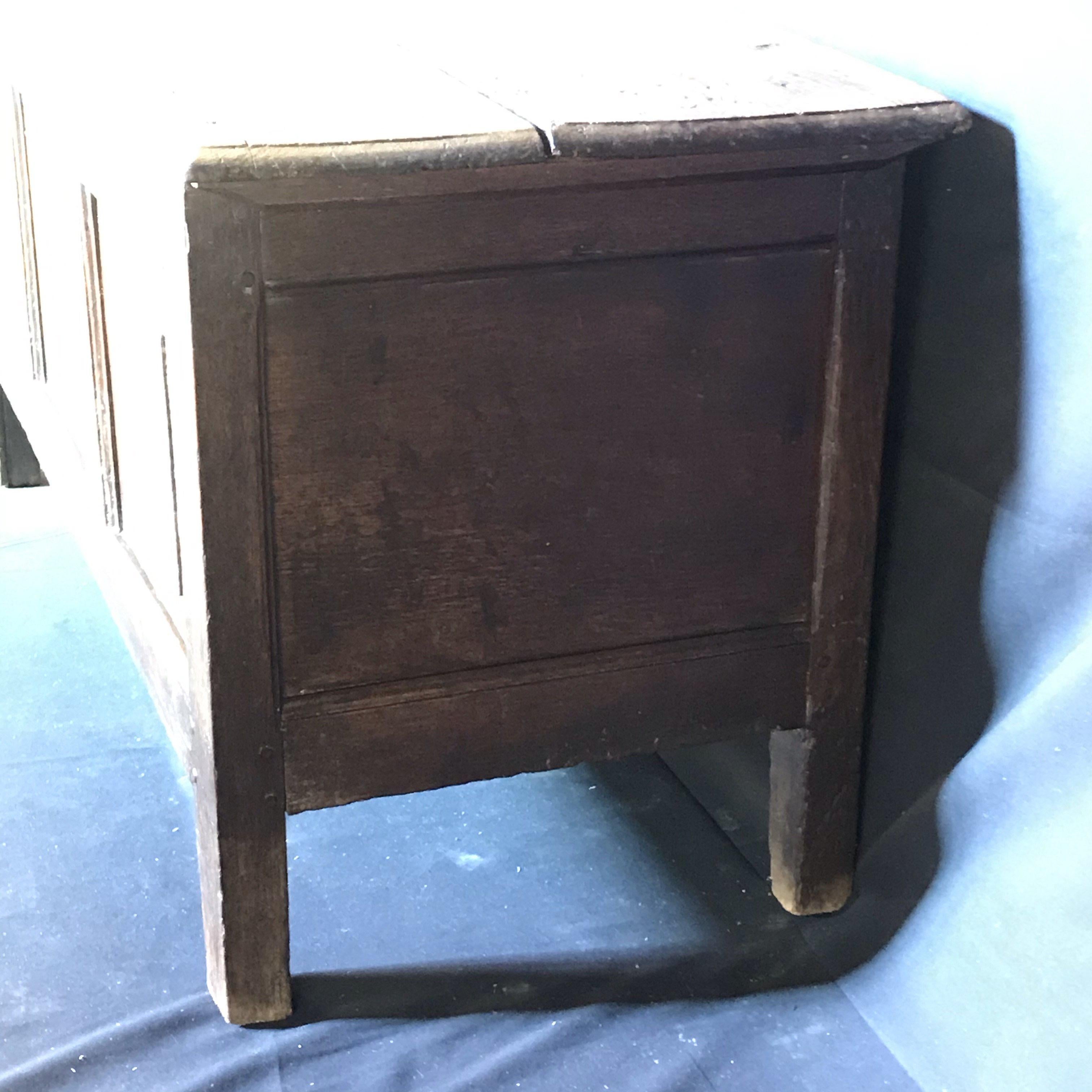 Ancient Antique English Paneled Oak Coffer Blanket Chest 5