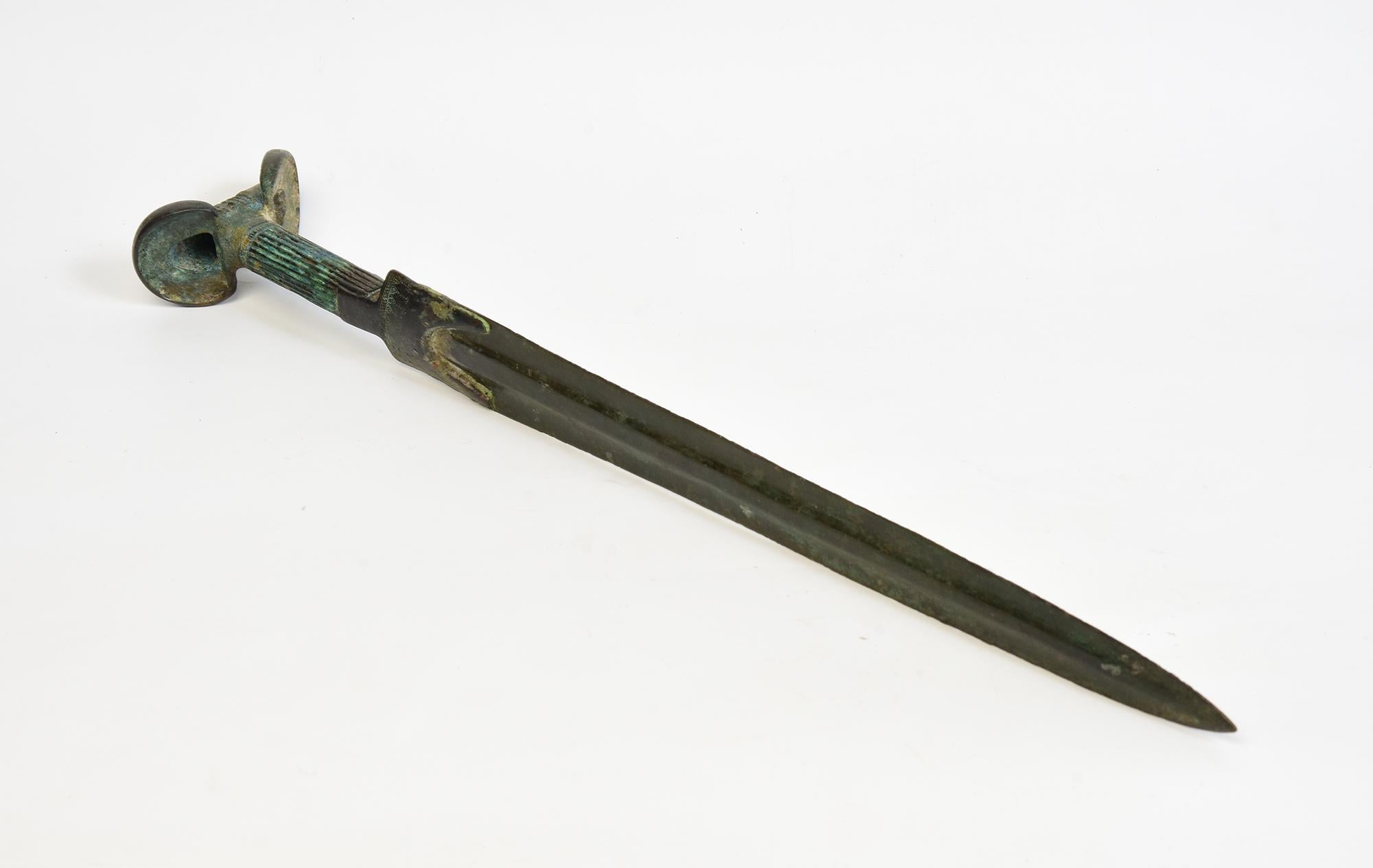 Ancient Antique Luristan Bronze Sword / Knife / Dagger / Early Iron Age Weapon For Sale 5