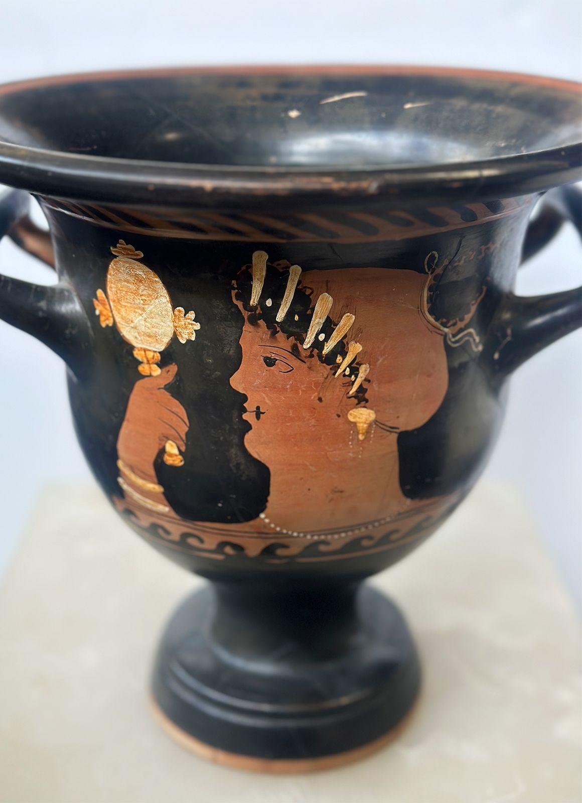 Greek Ancient Apullian Iliupersis Pottery Bell Krater For Sale