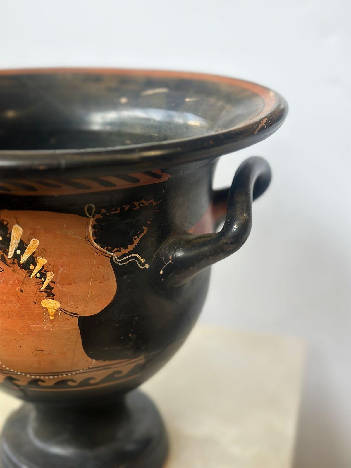 Ancient Apullian Iliupersis Pottery Bell Krater In Good Condition For Sale In Los Angeles, CA
