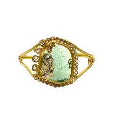 Antico bracciale in vetro romano con patina iridescente e diamanti da 1,55 carati