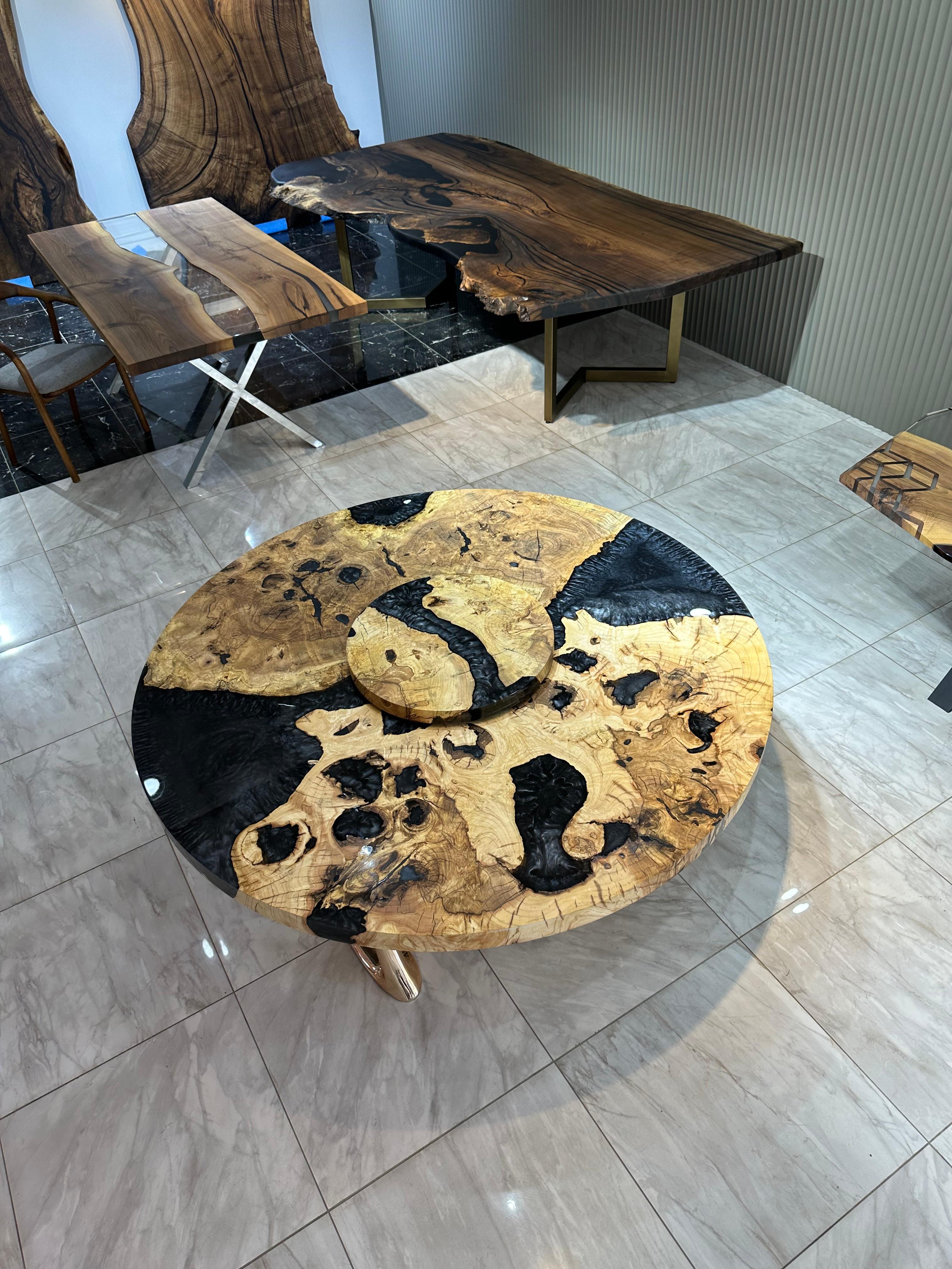 Epoxy Resin Round Table

This stunning round table is made of ancient ash wood & epoxy. There is a rotating mechanism on it! 

For a wonderful dinner with your loved ones, this table is perfect!

We can customize it as you wish!
