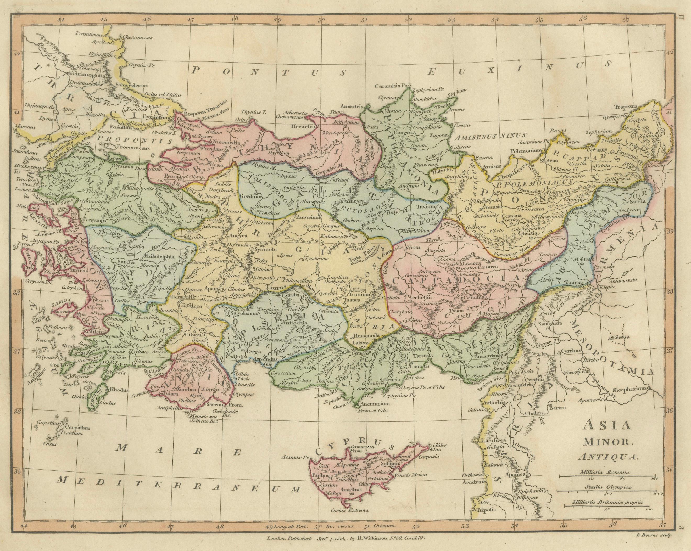 Ancient Asia Minor Map — Classical Anatolia & Pontus, Wilkinson London 1815