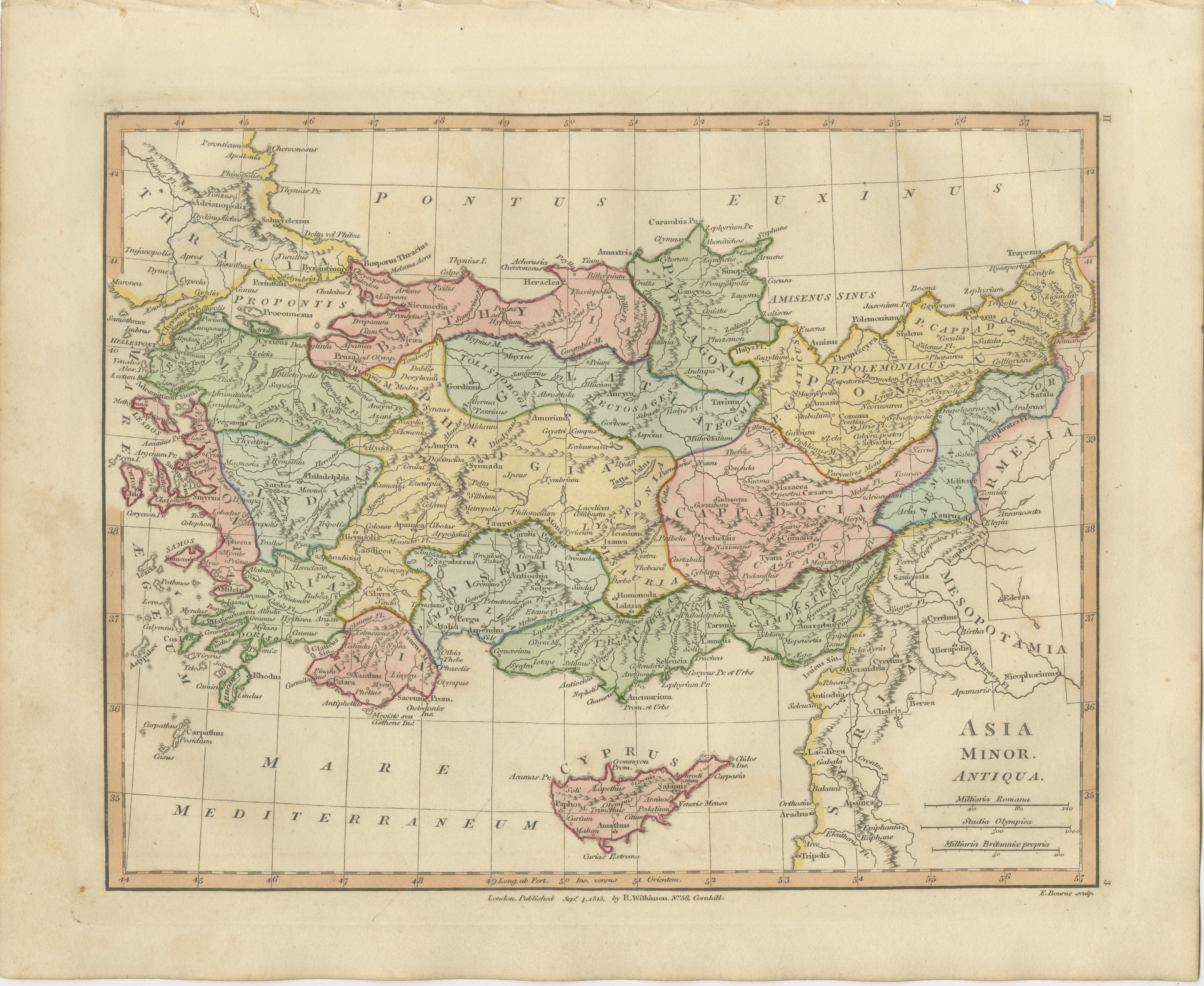 Antike Kleinasien Karte - Klassisches Anatolien & Pontus, Wilkinson London 1815