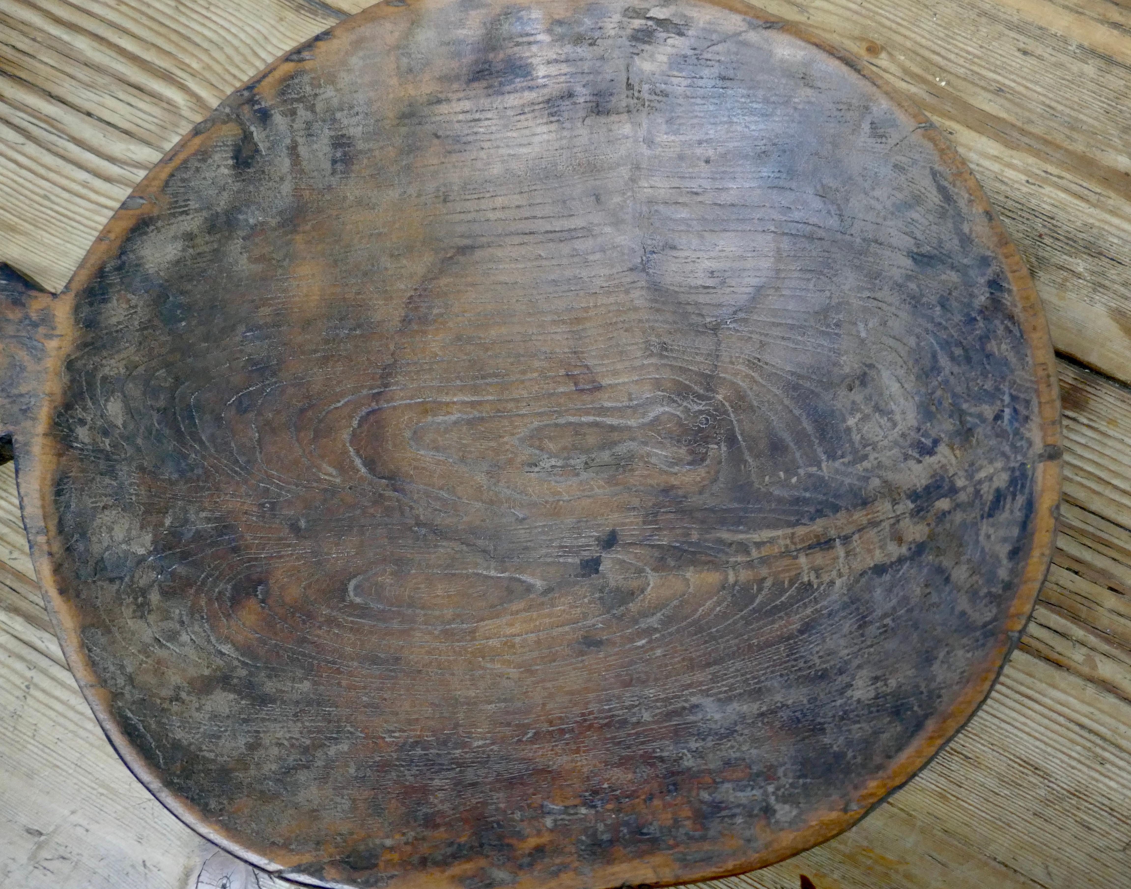 Rustic Ancient Asian Grain Scoop Bowl For Sale