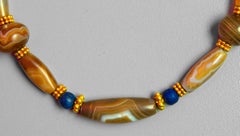 Ancient Assyrian Agate, Lapis Lazuli Necklace with Original Ancient Gold Beads