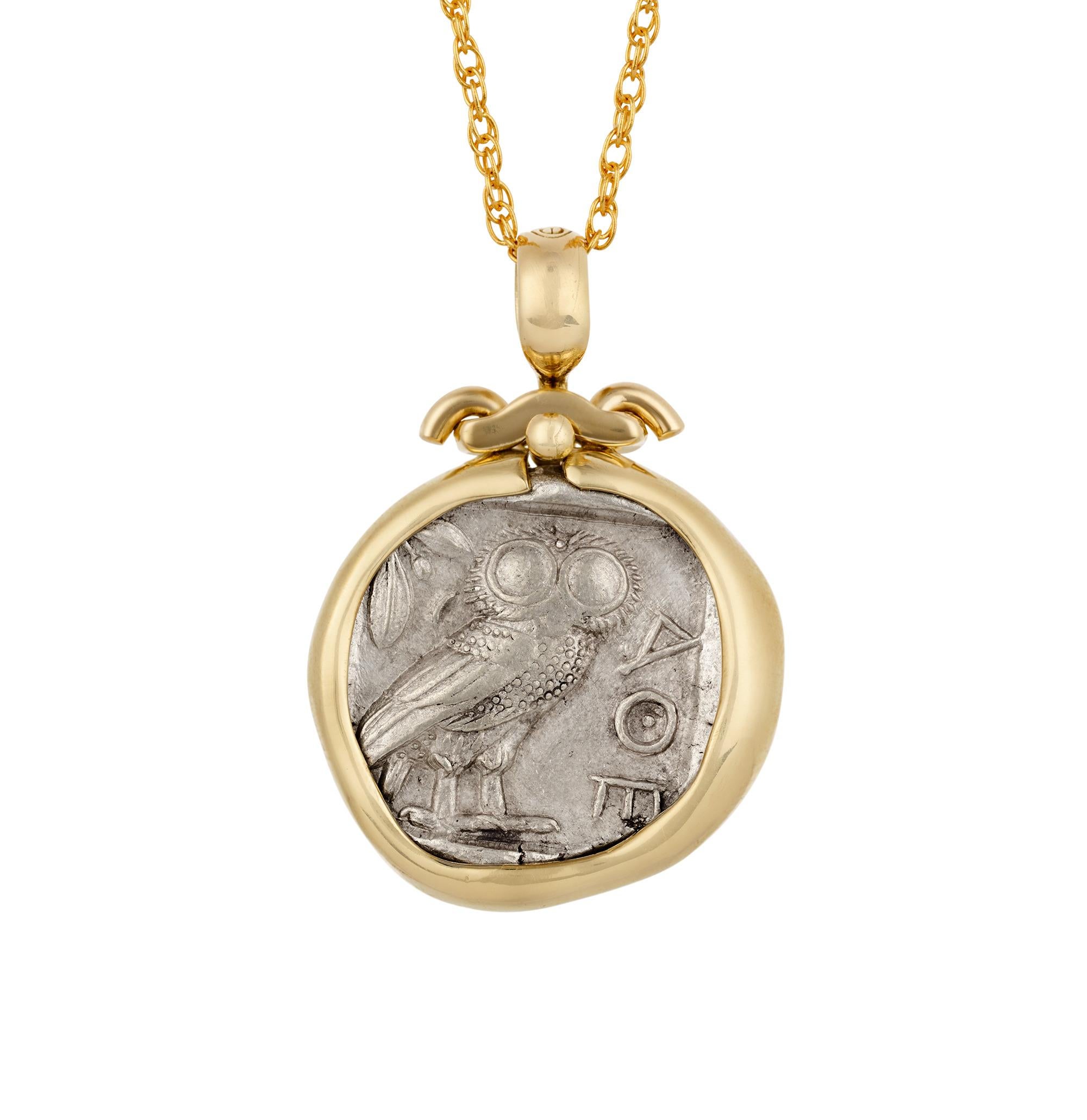 Women's or Men's Ancient Athenian Owl Tetradrachm Coin Pendant
