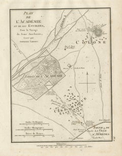 Ancient Athens Academy and Plato’s Garden Map by Ambroise Tardieu, 1825