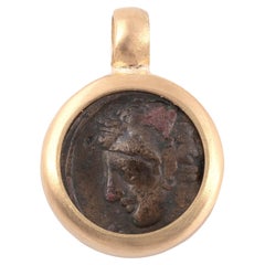 Ancient Authentic Tanit Coin 18KT Yellow Gold Pendant