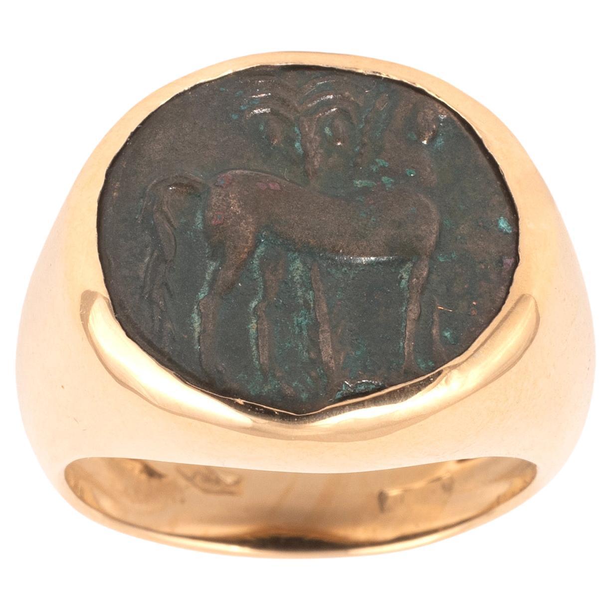  Ancienne et authentique pièce de Tanit en or jaune 18 carats Unisexe 
