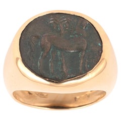 Ancient Authentic Tanit Coin 18KT Yellow Gold Ring
