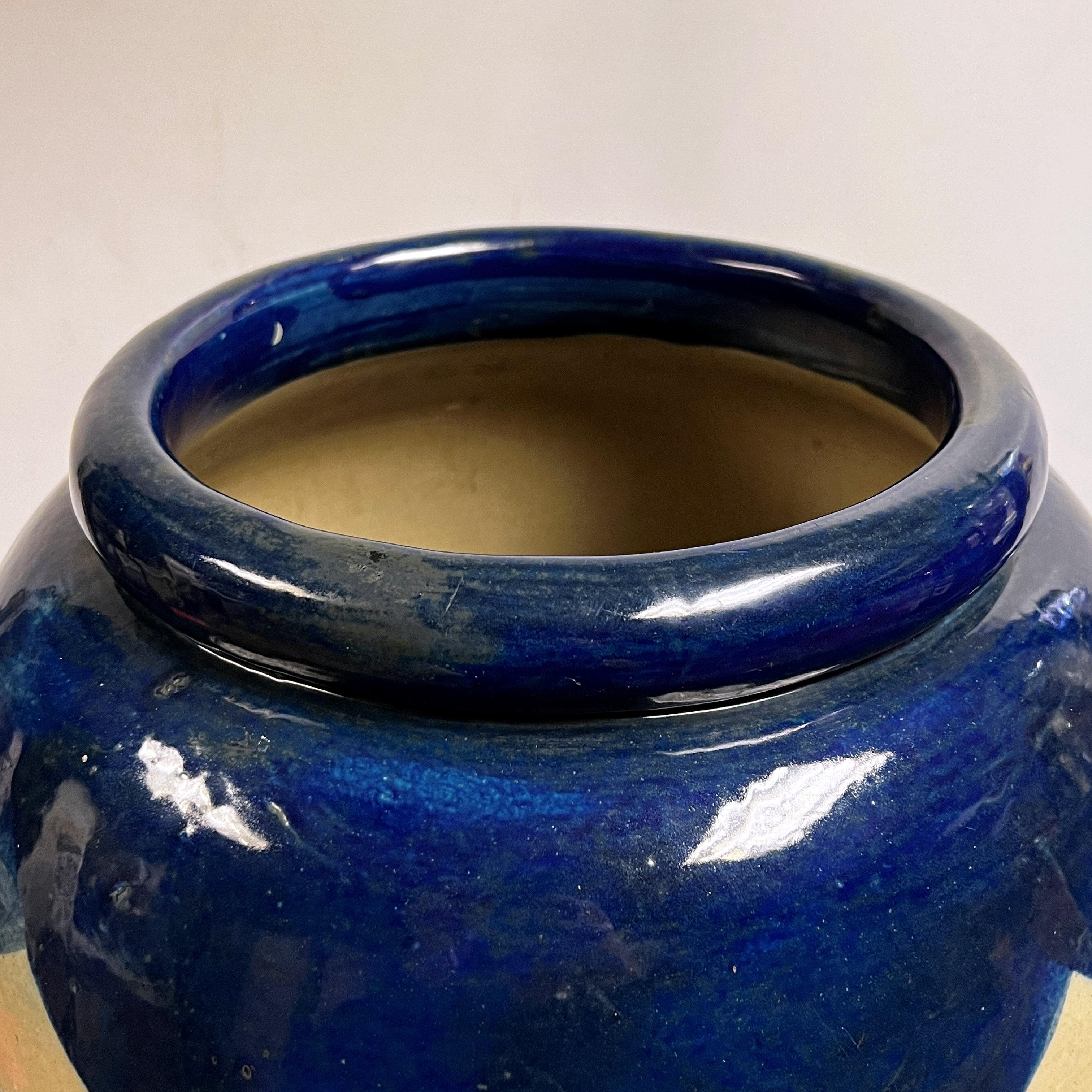 Ancient Babylonian or Egyptian Style Cobalt Blue Glazed Stoneware Jardiniere 4