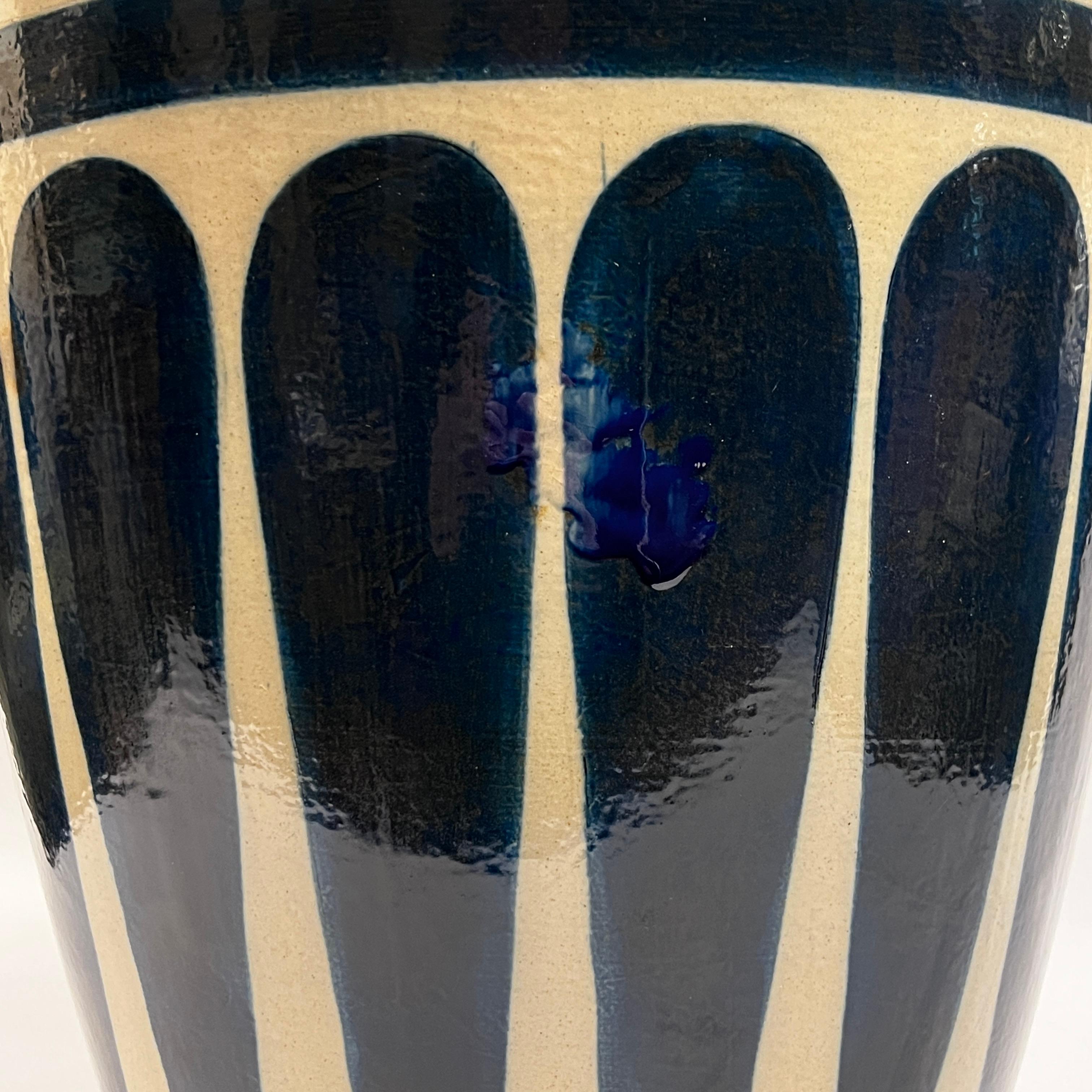 Ancient Babylonian or Egyptian Style Cobalt Blue Glazed Stoneware Jardiniere 11