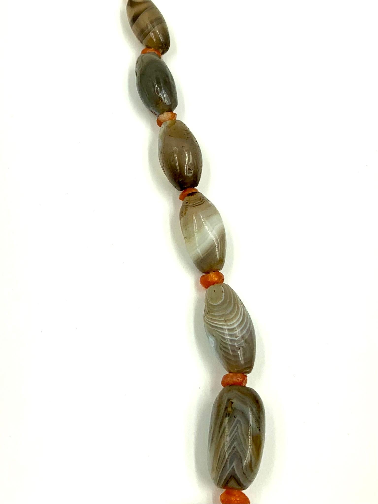 Women's or Men's Ancient Bactrian Agate and Carnelian Bead Necklace, 3rd-2nd Millennium B.C. For Sale