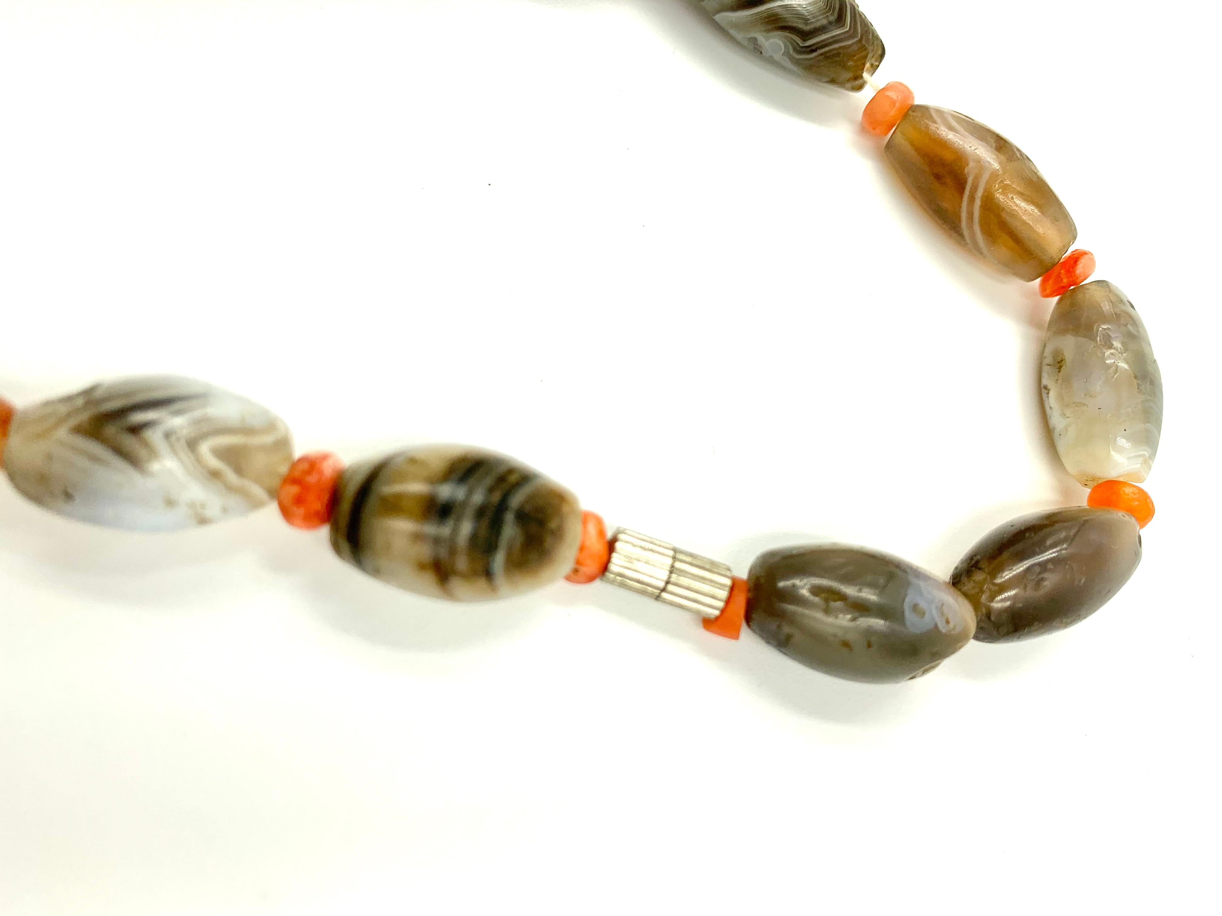 Ancient Bactrian Agate and Carnelian Bead Necklace, 3rd-2nd Millennium B.C. In Good Condition For Sale In New York, NY
