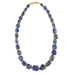 Ancient Bactrian Lapis Lazuli Necklace with 18 Carat Clasp