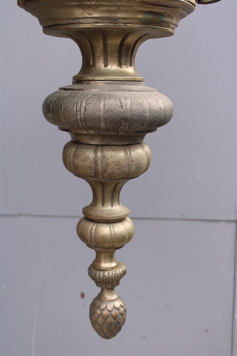 Ancienne lanterne de style baroque en fusion de bronze avec petits anges en verre incurvé  en vente 6