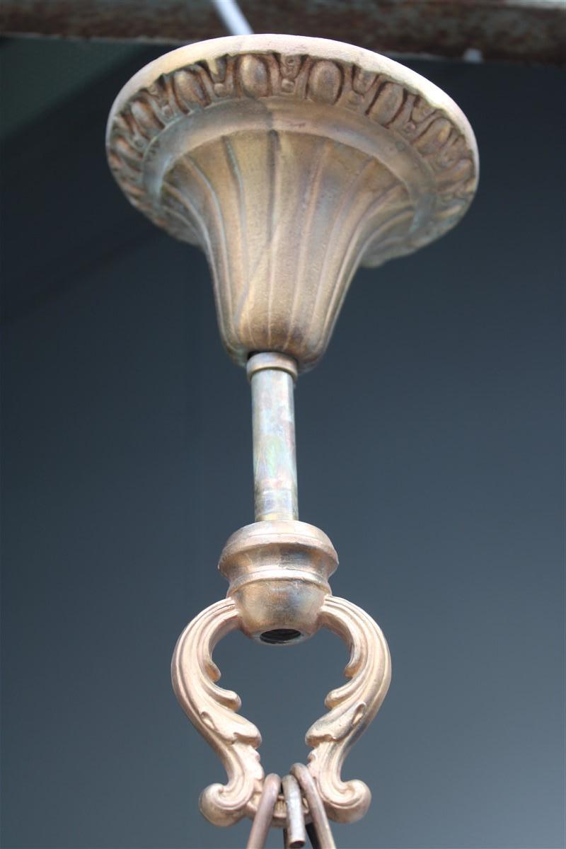 Ancient Baroque Style Lantern in Bronze Fusion with Little Angels Curved Glass For Sale 12