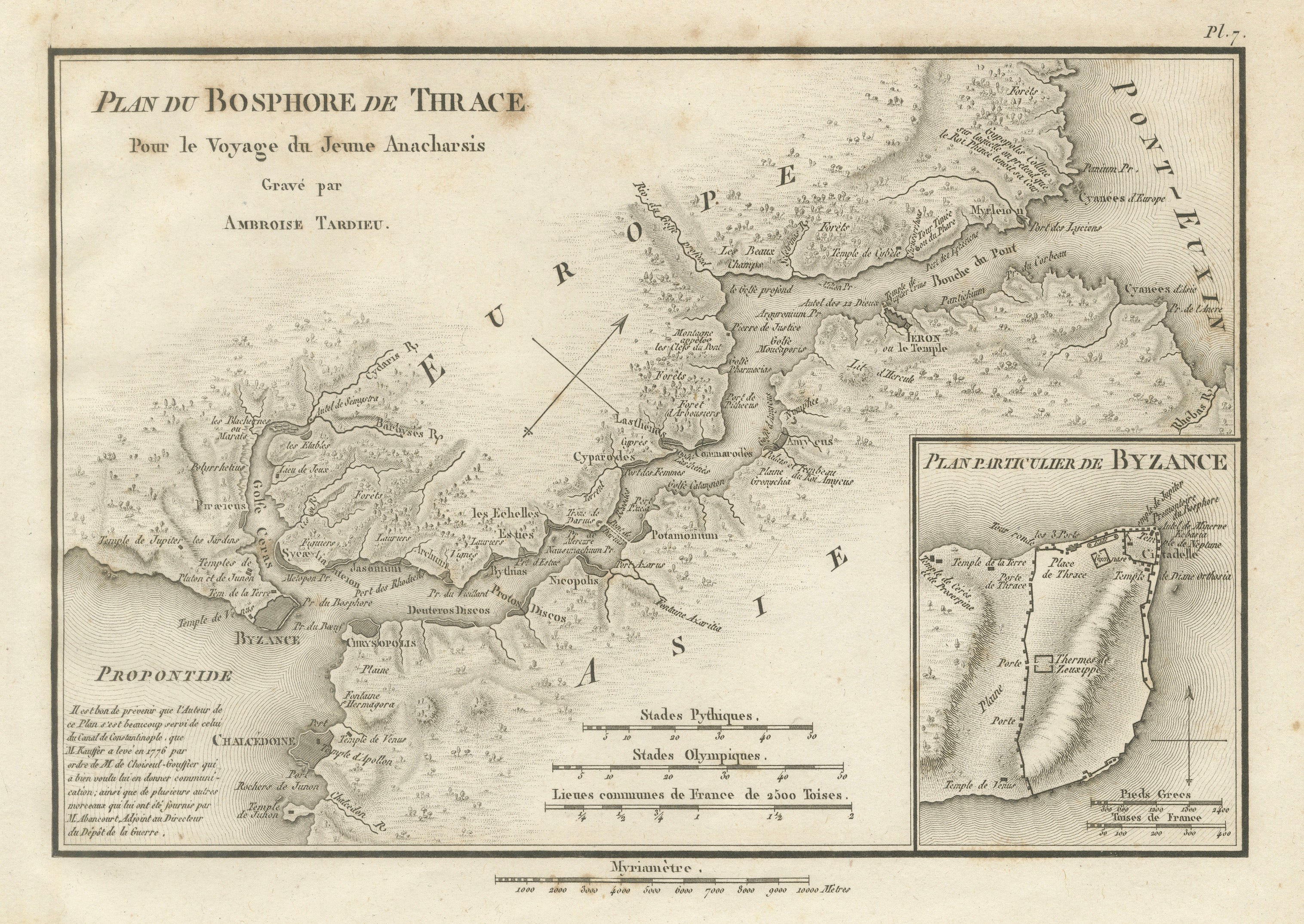 Ancient Bosphorus and Byzantium Map by Ambroise Tardieu, 1825