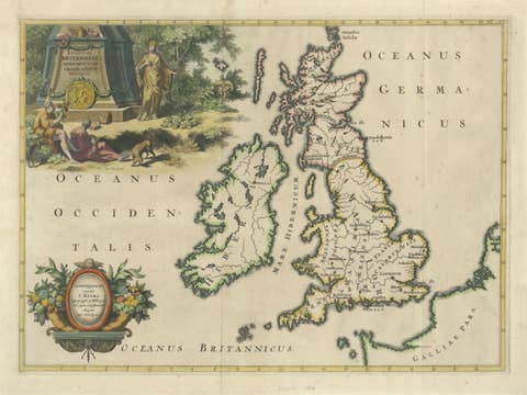 Ancient British Isles & Early Bishoprics Map, François Halma, 1704