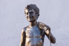Ancient Bronze and Marble "Young Fisherman" Statue