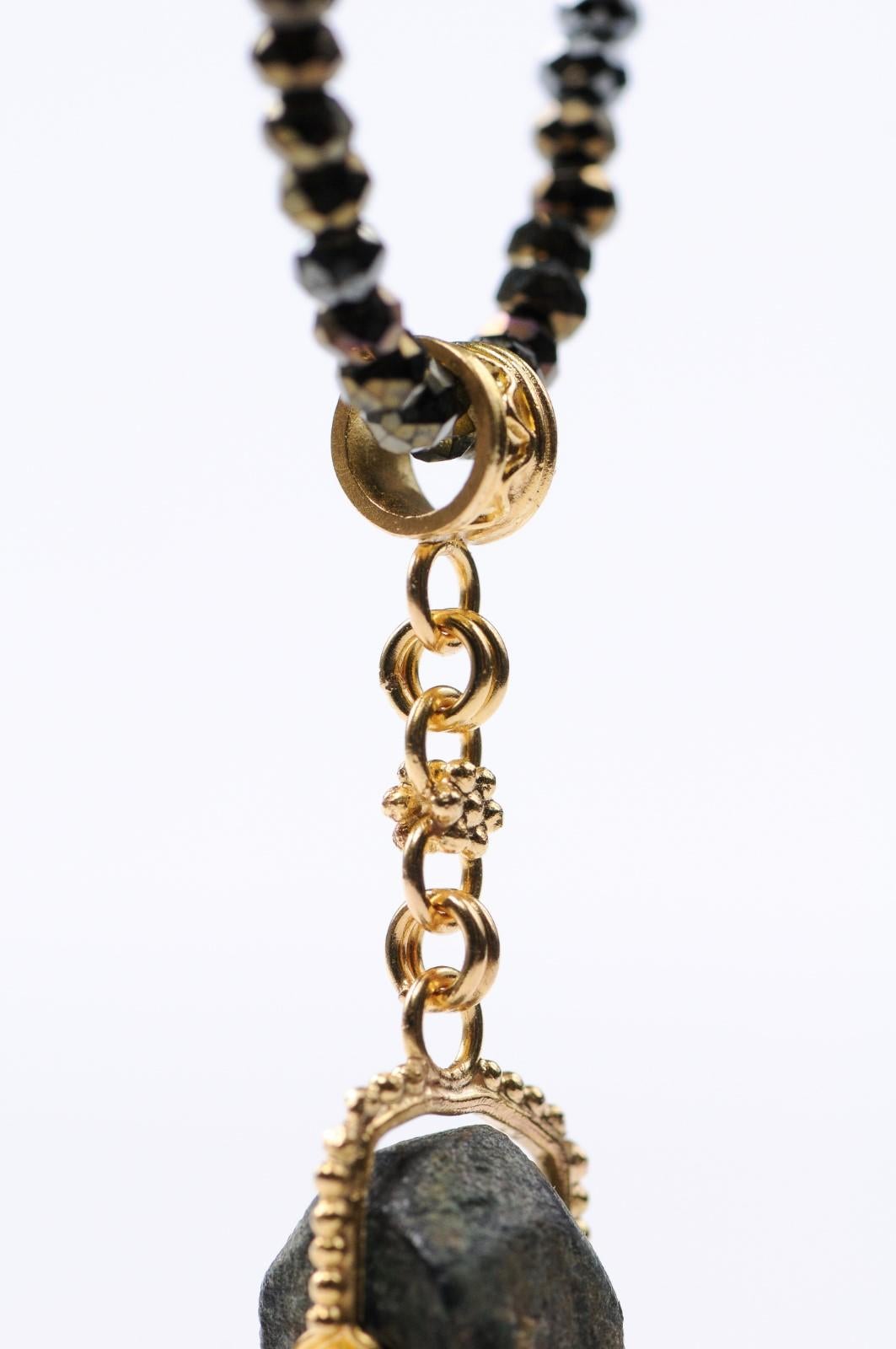 Ancient Bronze Artifact with 21-Karat Gold Pendant, Artisan Created 1