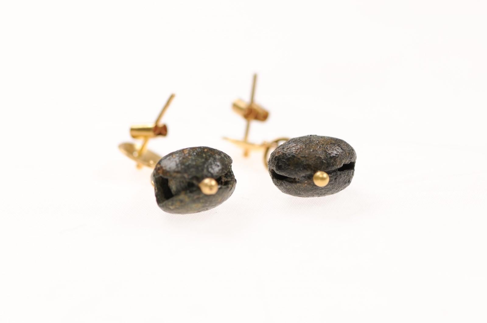 Ancient Bronze Bell Earrings w 21k For Sale 5