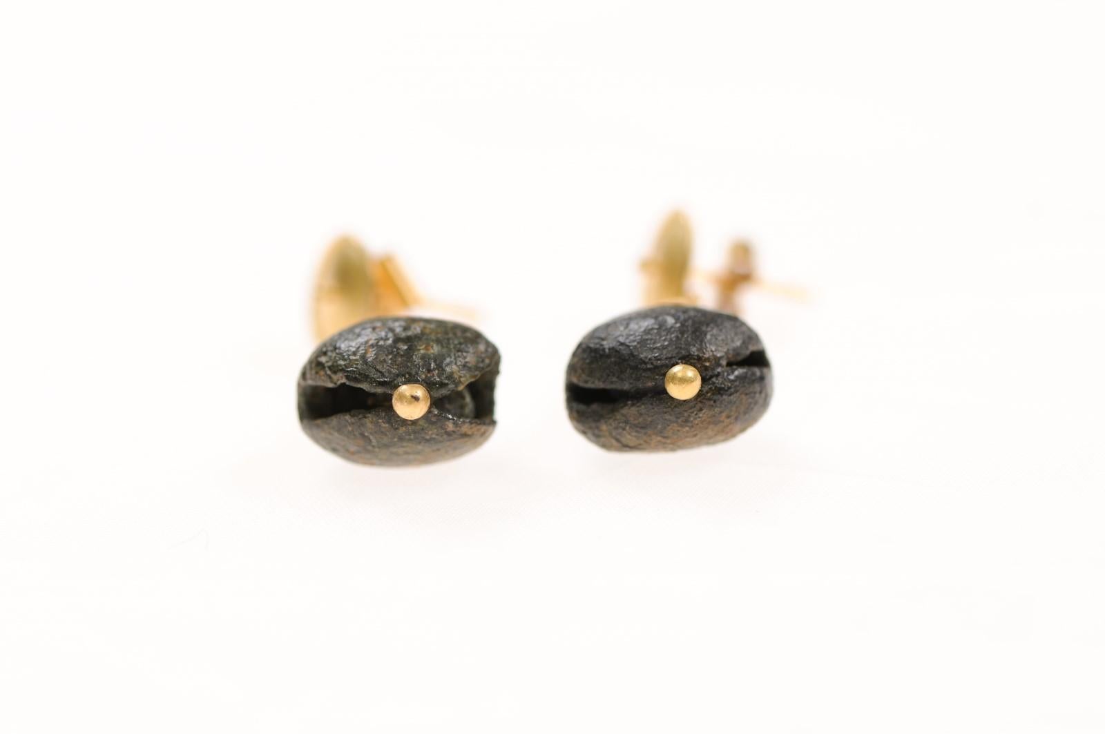 Ancient Bronze Bell Earrings w 21k For Sale 2