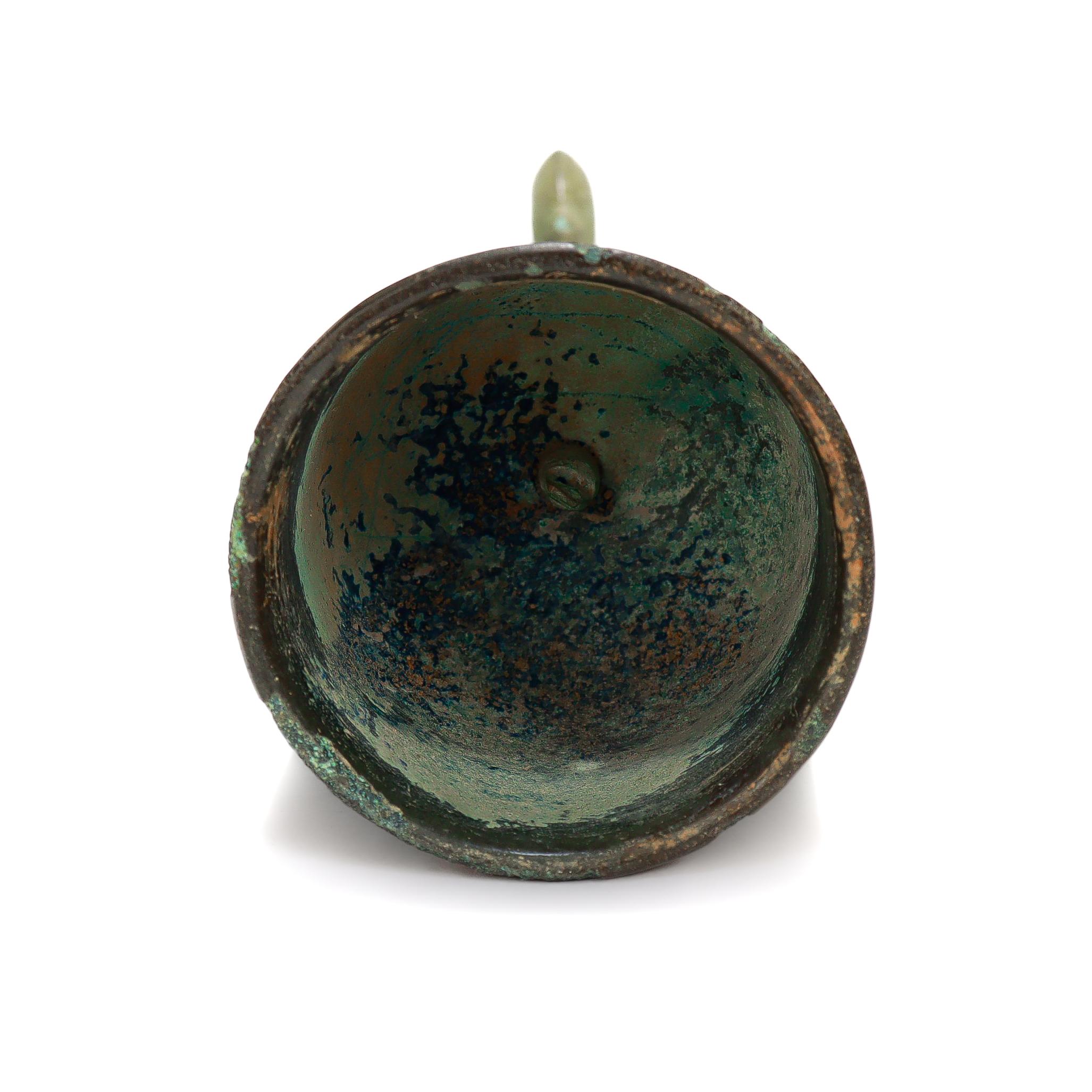 Ancient Bronze Buddhist Ghanta Hand Bell with Vajra / Dorje Handle For Sale 6