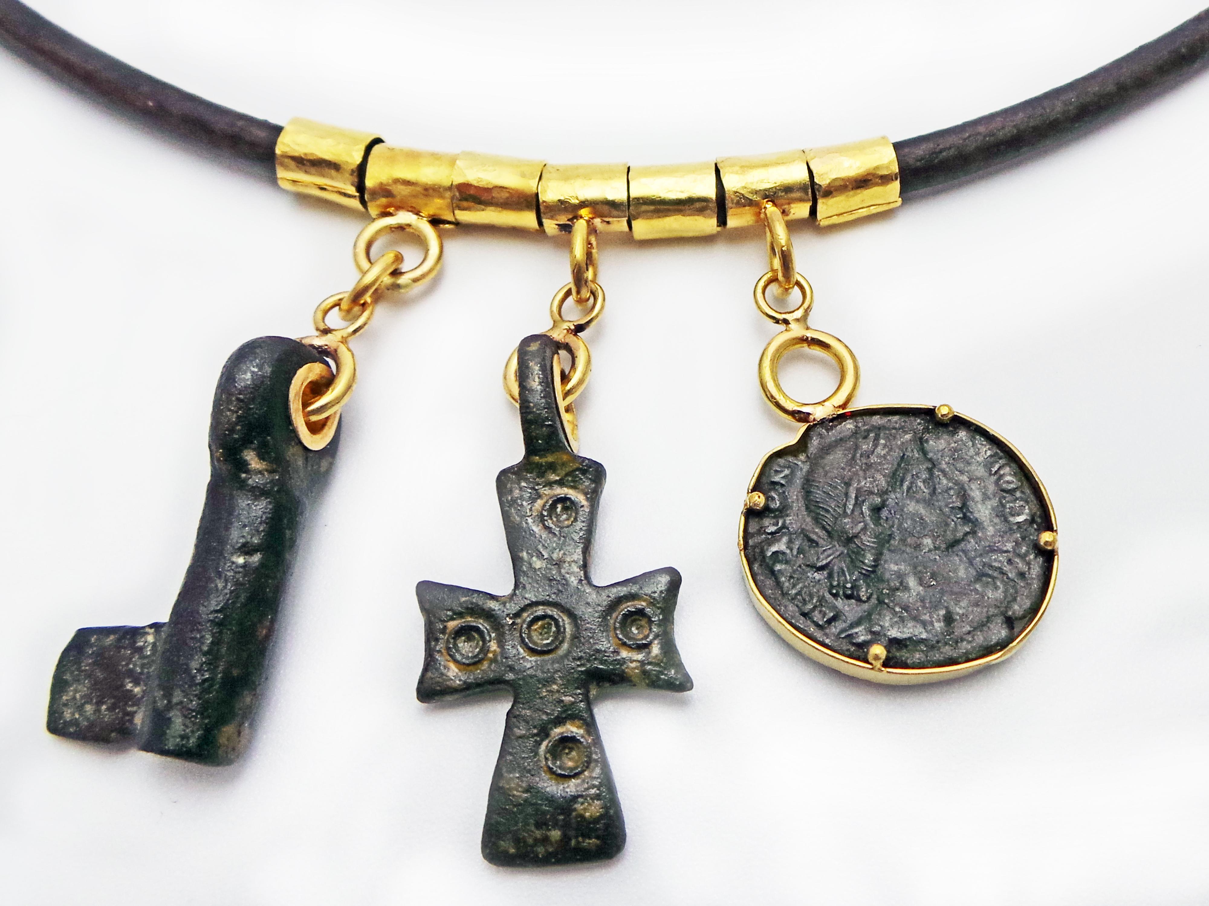 roman coin cross necklace