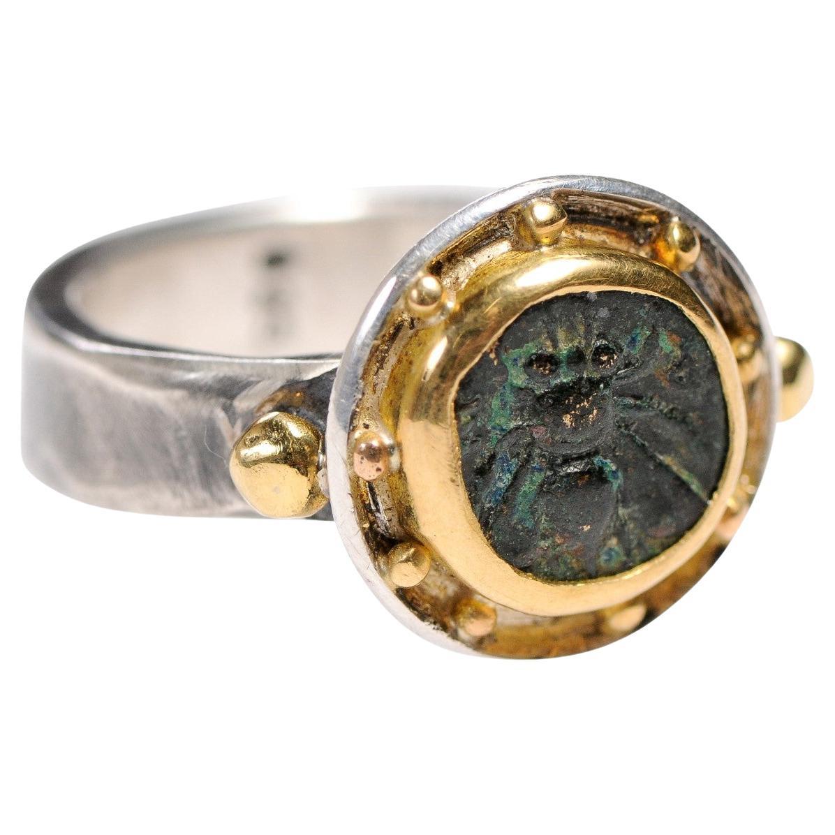 Ancient Bronze Ephesus Bee Coin Ring-Size 9 For Sale