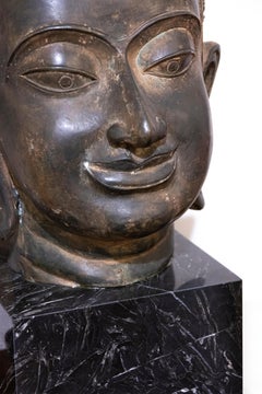 Ancient Bronze Head of Buddha, 19th Century
