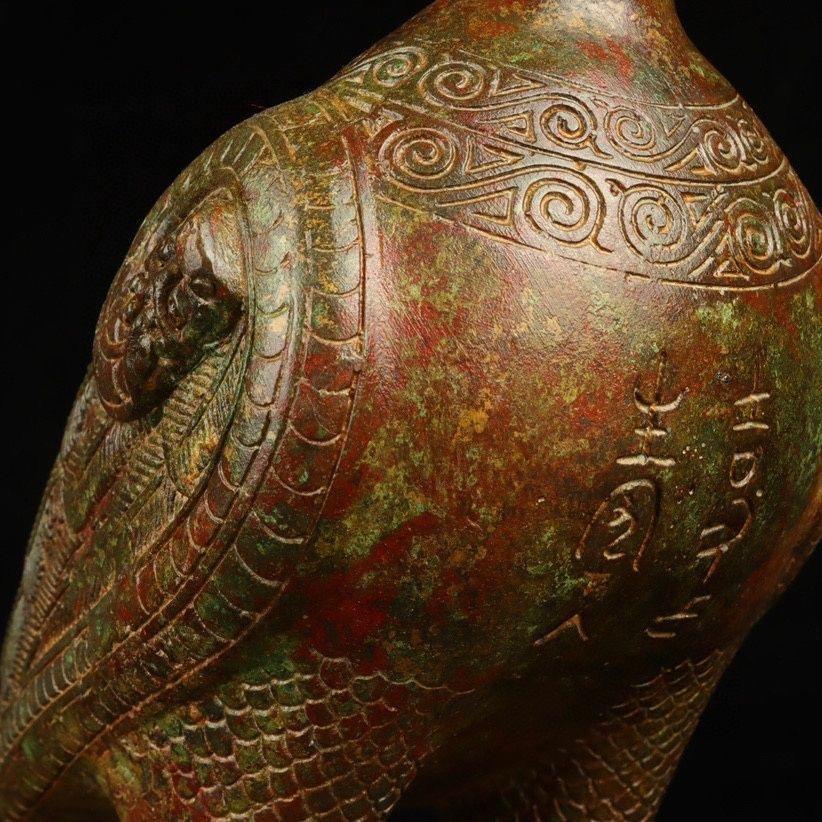 Old Asian Bronze Standing Bird With Human Head Statue For Sale 2