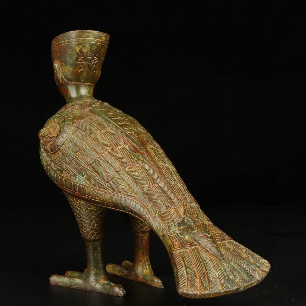 Old Asian Bronze Standing Bird With Human Head Statue For Sale 4