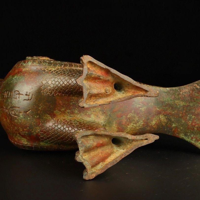 Old Asian Bronze Standing Bird With Human Head Statue For Sale 5