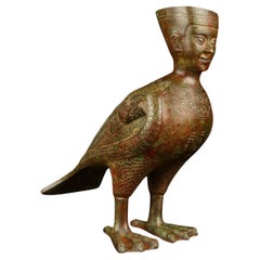 Alte asiatische Bronze stehend Vogel mit menschlichen Kopf Statue