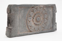 Ancient Buddhist Stone Tabletop Altar with a Lotus Flower