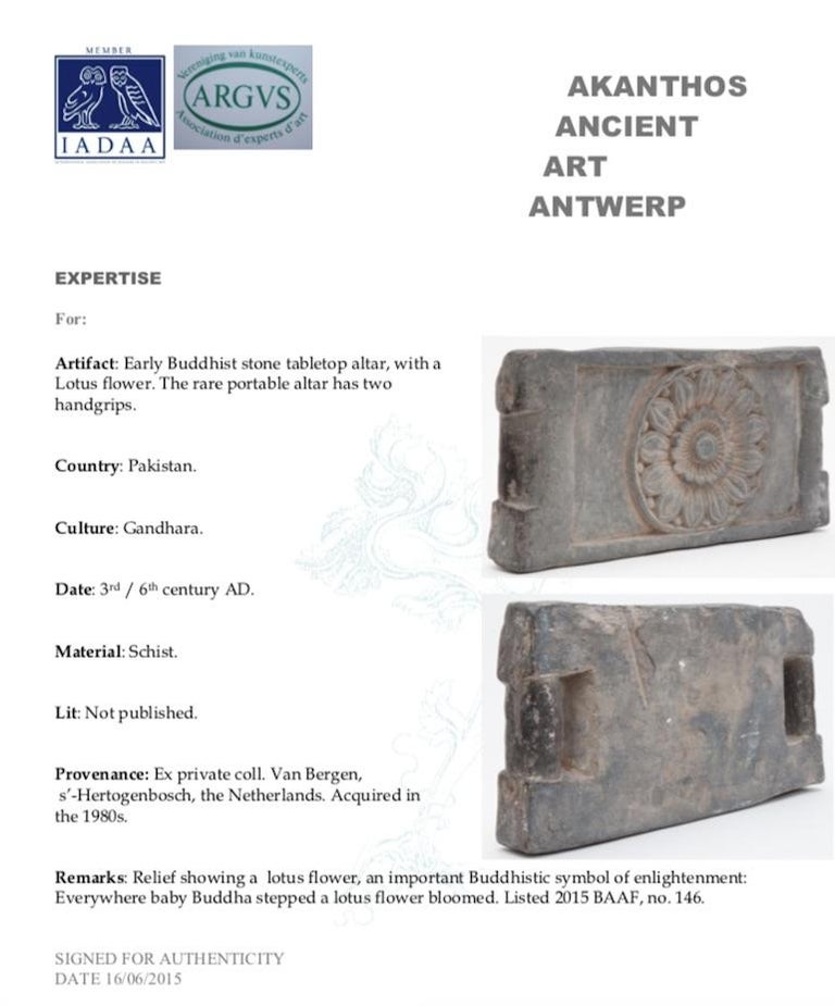 Ancient Buddhist Stone Tabletop Altar with a Lotus Flower For Sale at ...