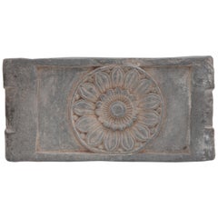 Ancient Buddhist Stone Tabletop Altar with a Lotus Flower