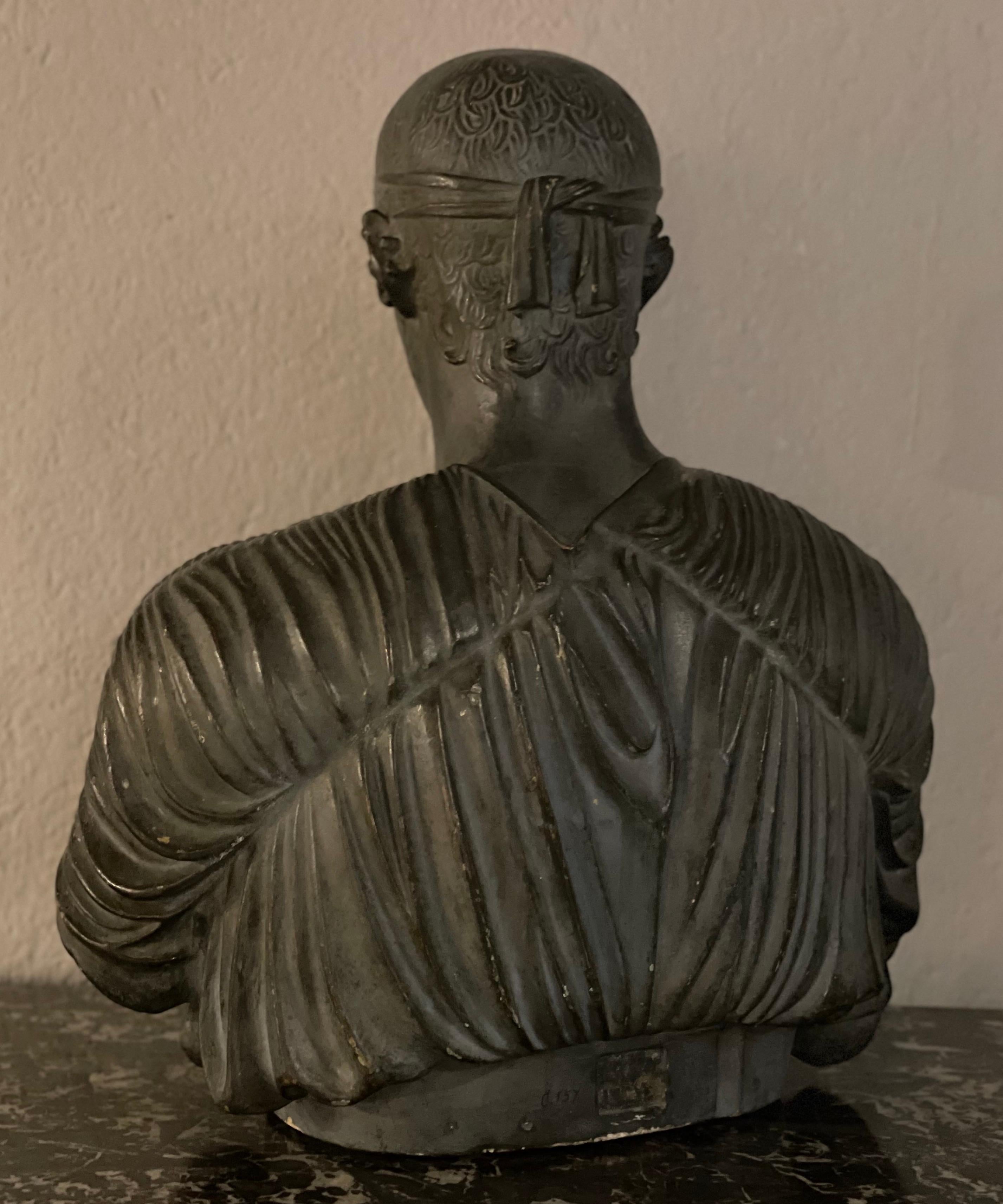 Patinated Ancient Bust of Heniokhos 'Auriga', 19th Century For Sale