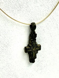 Ancient Byzantine Bronze Double-Sided Engraved Reliquary Cross, 9th-12th Century