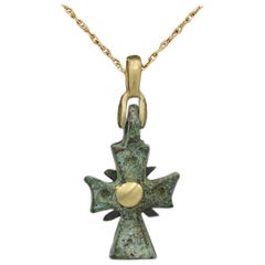Byzantine Antique Style Cross 18 Karat Gold  (#12)