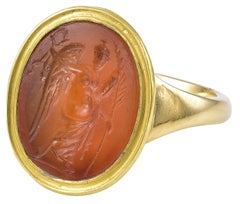 Ancient Carnelian Intaglio of Nike, the Greek Goddess of Victory