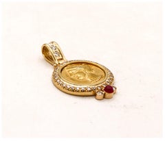 Ancient Carthage Punic Gold Electrum Stater Coin 320 BC 18Kt Gold Diamonds Ruby