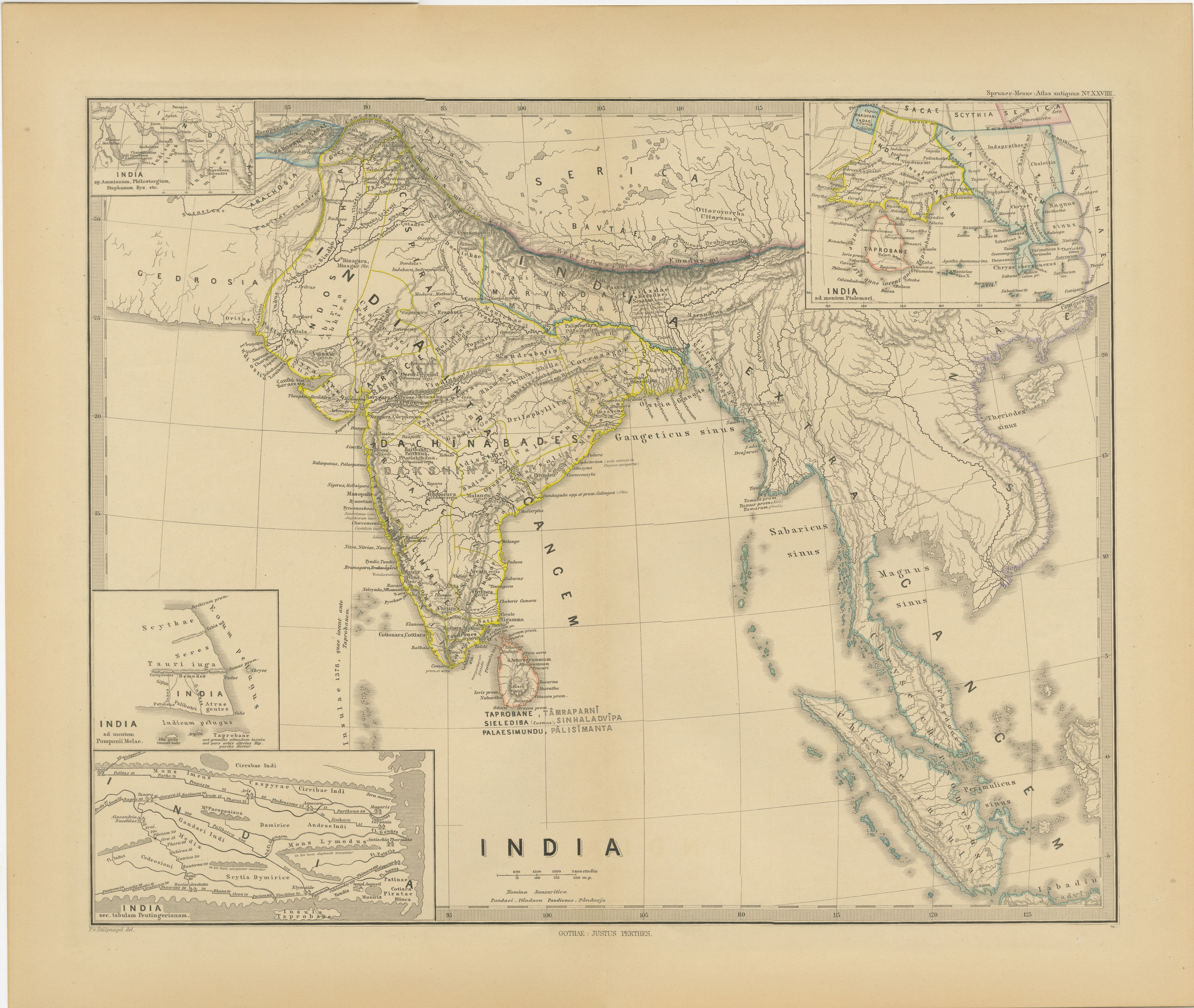Ancient Cartography of the Indian Subcontinent, Published in 1880 For Sale