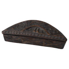 Ancient carved Make-up Box From The Kuba Tribe, Dr Congo