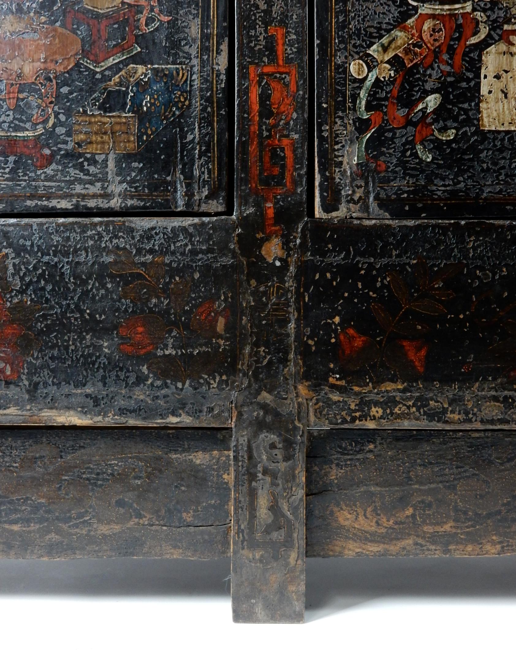 Ancient Chinese Apothecary Lacquered Cabinet Sideboard 4