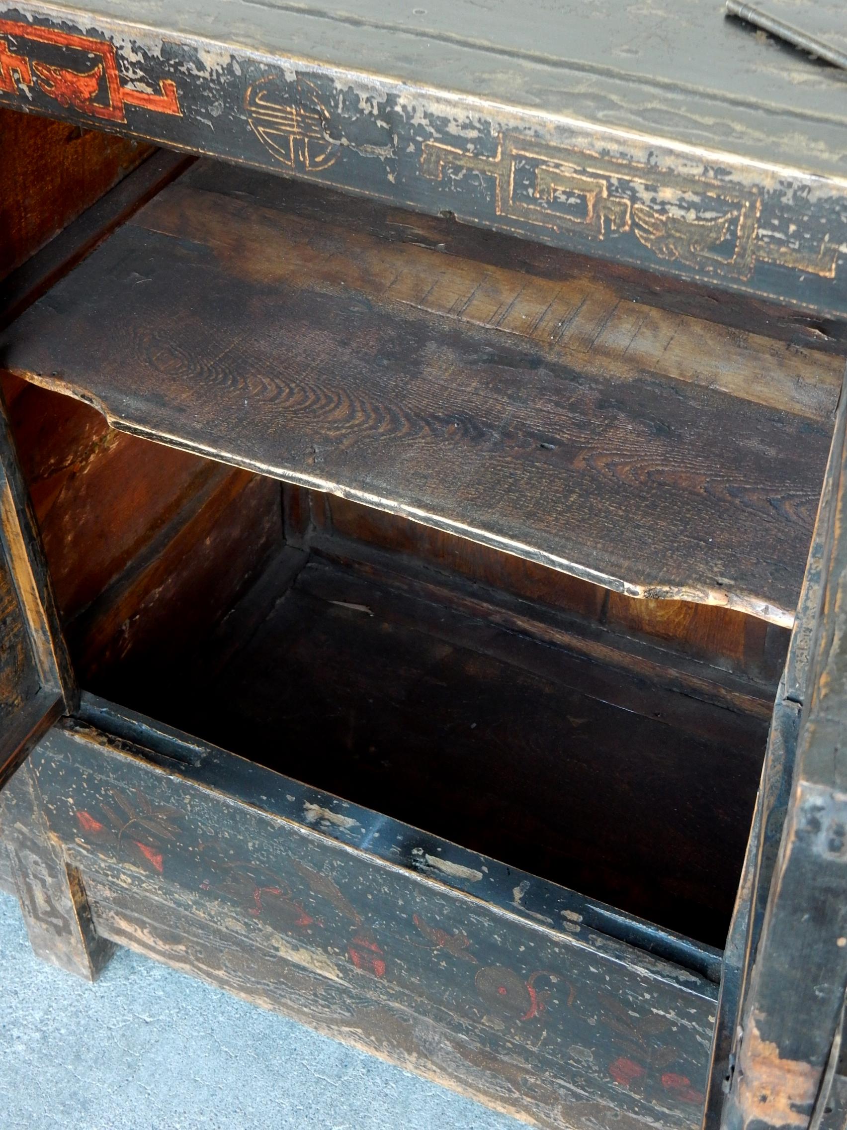 Ancient Chinese Apothecary Lacquered Cabinet Sideboard 1