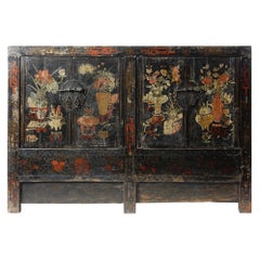 Antique Ancient Chinese Apothecary Lacquered Cabinet Sideboard